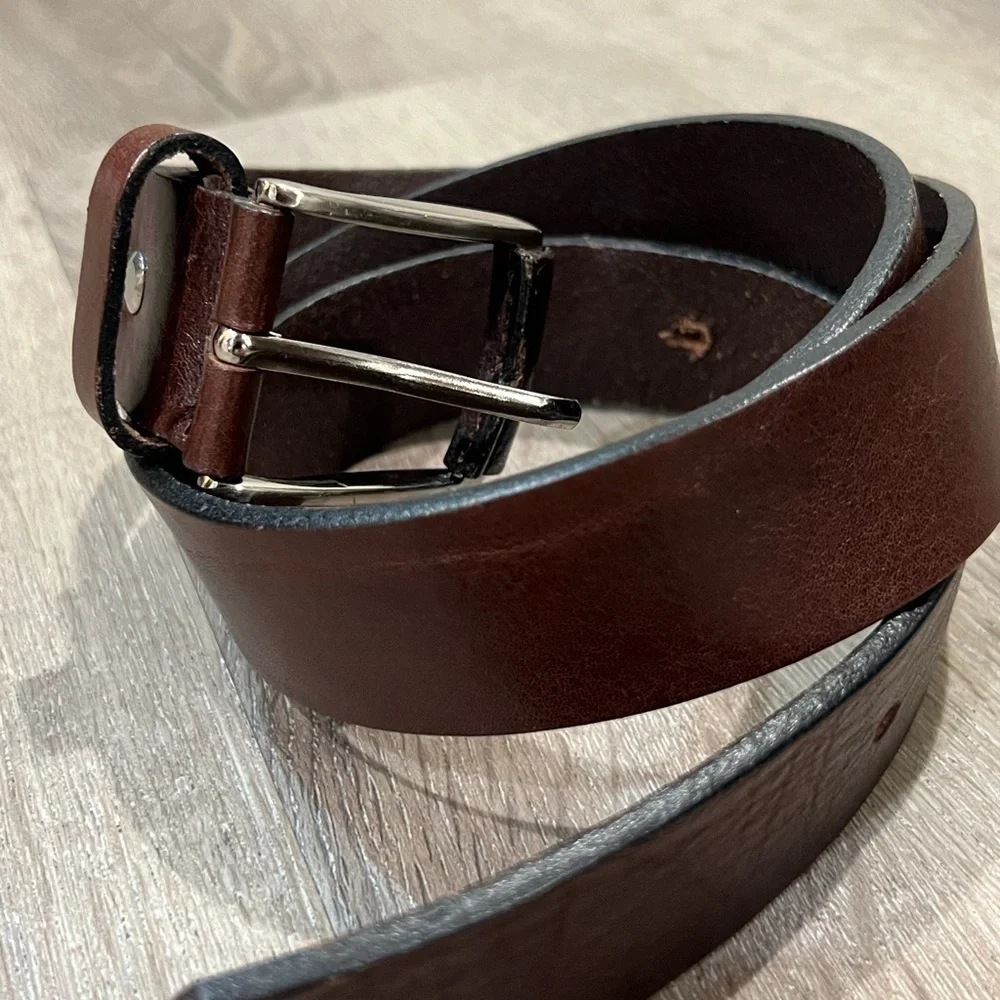 Men’s BYTOM Made in Italy Genuine Leather 38W Brown Belt Thick Wide Classic Belt